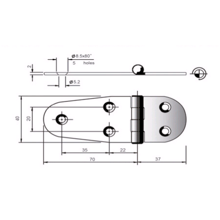 Cerniere a doppia coda acciaio inox