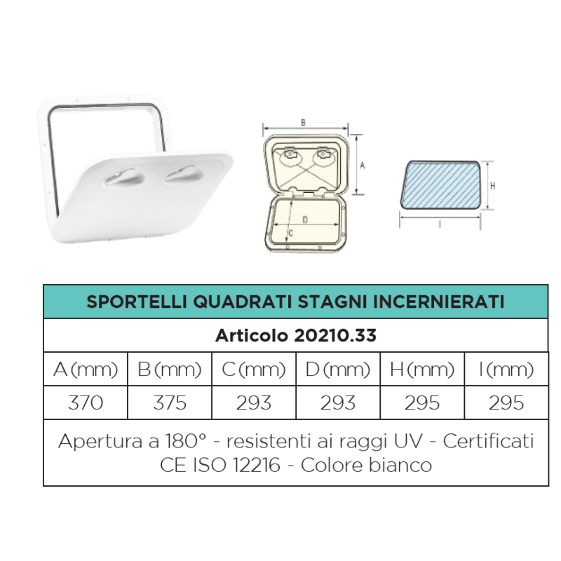 Sportelli rettangolari stagni incernierati con serratura