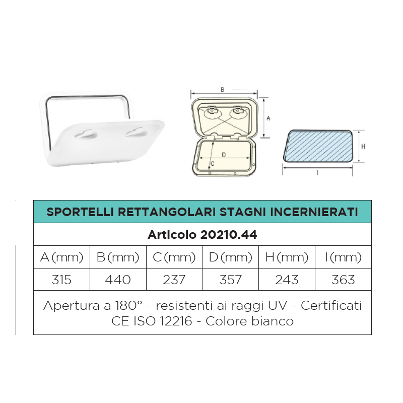 Sportelli rettangolari stagni incernierati