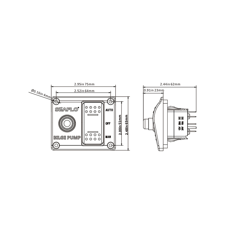 Pannelli per pompe di sentina con magnetotermico