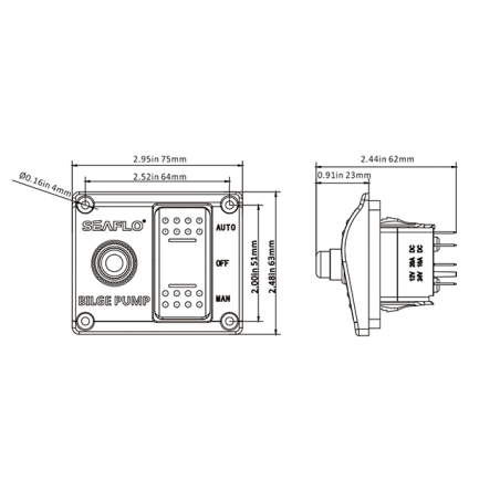Pannelli per pompe di sentina con magnetotermico