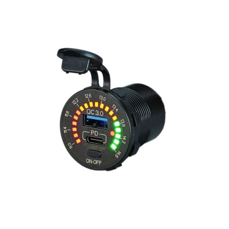 Presa USB con voltmetro digitale